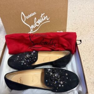 Christian Louboutin Black Crystal Embellished Flats
